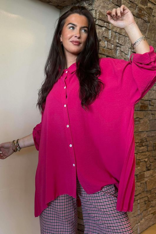 Suki Pleat Back Blouse Hot Pink /6=